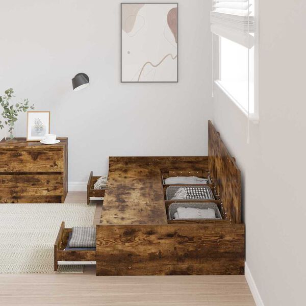 vidaXL Рамка за легло Старо дърво 90 x 200 cm Инженерно дърво