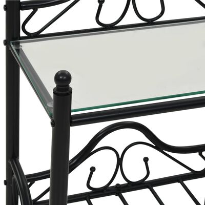 vidaXL Нощна масичка, стомана и закалено стъкло, 45x30,5x60 см, черна