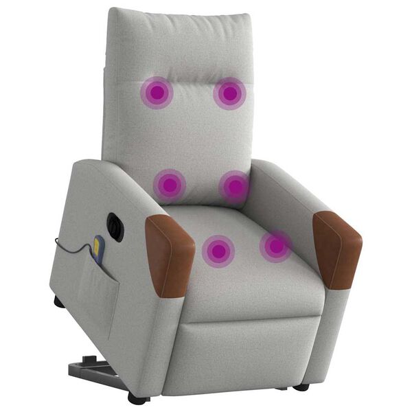 vidaXL Електрически изправящ масажен реклайнер стол облачносив текстил