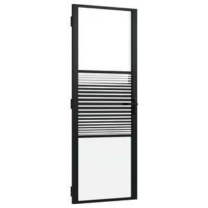 vidaXL Стъклена врата 76 x 3,5 x 201,5 см Алуминий Черно