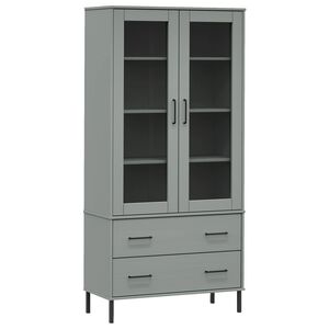 vidaXL Библиотека с метални крака сива 85x35x172,5 см дърво масив OSLO
