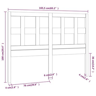 vidaXL Горна табла за легло, меденокафява, 165,5x4x100 см, бор масив