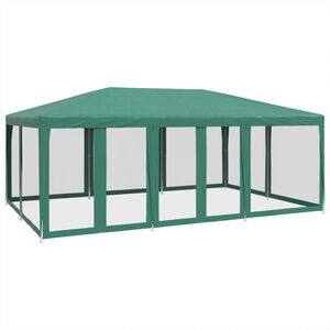vidaXL Парти палатка с 10 мрежести странични стени зелена 6x4 м HDPE