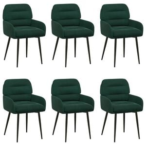 vidaXL Обедени столове 6 pcs Кадифе Тъмнозелено 59 x 59,5 x 90 см