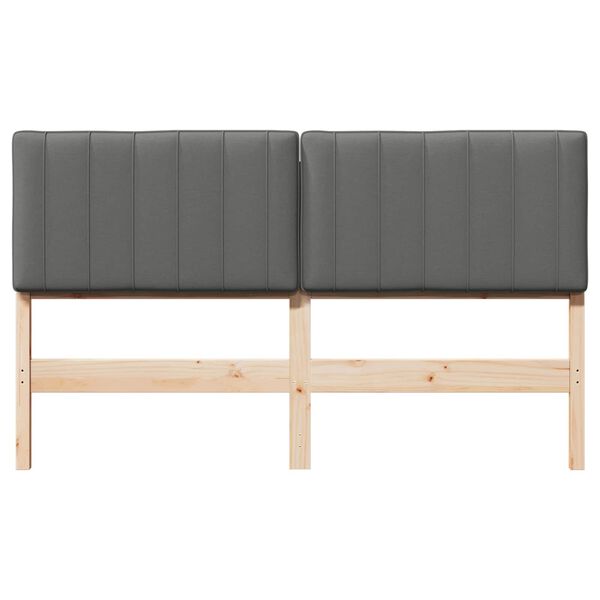 vidaXL Тапицирана табла Кафяв и светло сив 150 cm Солидно борово дърво