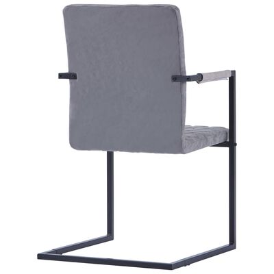 vidaXL Конзолни трапезни столове, 2 бр, тъмносиви, изкуствена кожа