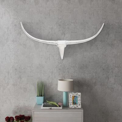Декоративна алуминиева глава на бик за стена, сребриста, 96 см