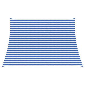 vidaXL Слънцезащитен плат 4 / 5 x 3 m HDPE Правоъгълна Синьо и бяло