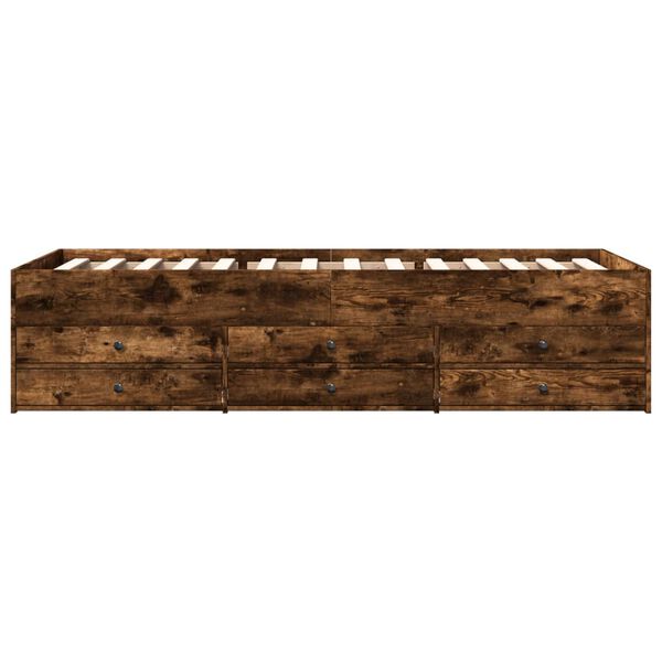 vidaXL Дневно легло с чекмеджета, без матрак, опушен дъб, 100x200 см