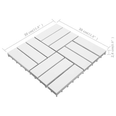 vidaXL Декинг плочки, 10 бр, бели, 30х30 см, акация масив