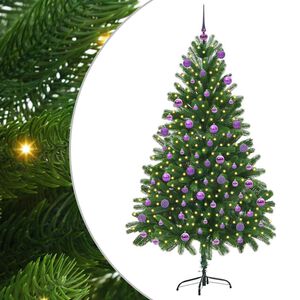 vidaXL Коледно дърво с 300 LED светодиода с поставка Зелен 180 cm ПЕ