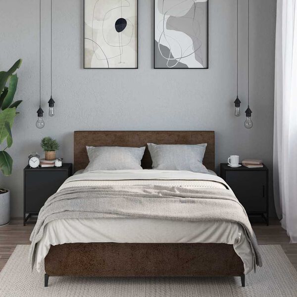 vidaXL Нощни шкафчета 2 бр. черни 40x31x50 cm Изработено дърво и метал