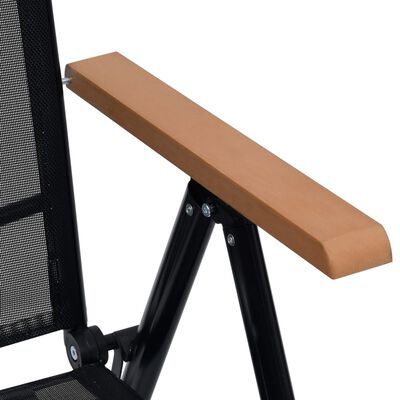vidaXL Сгъваеми градински столове 2 бр алуминий и Textilene черни