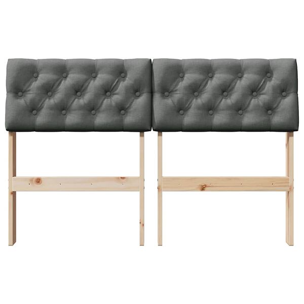 vidaXL Тапицирана табла Тъмен сив 120 cm Солидно борово дърво