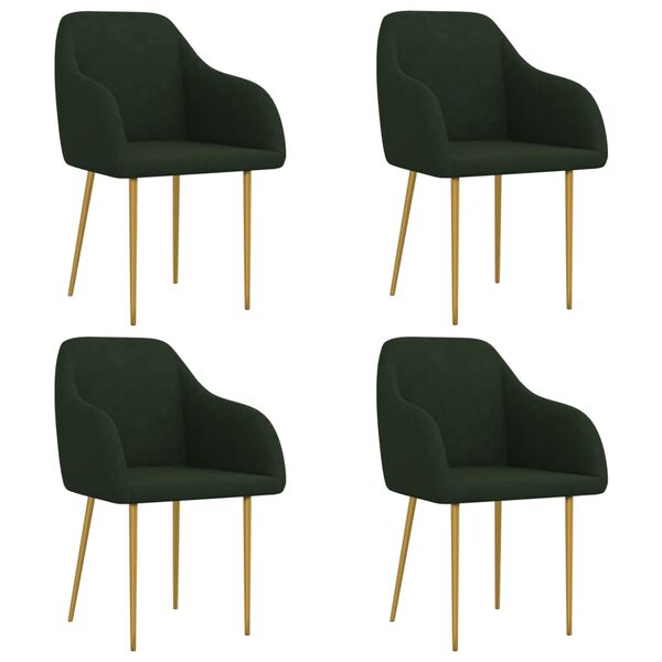 vidaXL Трапезни столове, 4 бр, тъмнозелени, кадифе