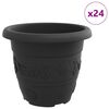vidaXL Кръгла саксия за цветя 24 бр. Черно &Oslash; 30 x 25 см Пластмаса