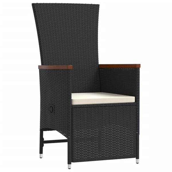 vidaXL Градински комплект с възглавници 11 части полиратан черен