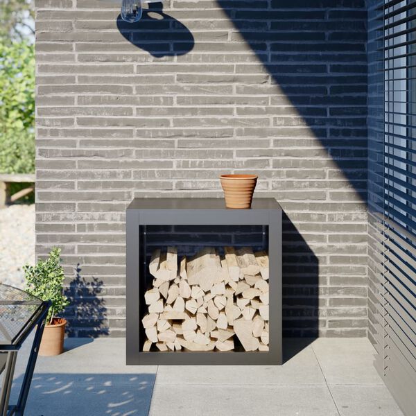 vidaXL Стойка за дърва за огрев, антрацит, 60x40x60 см, стомана