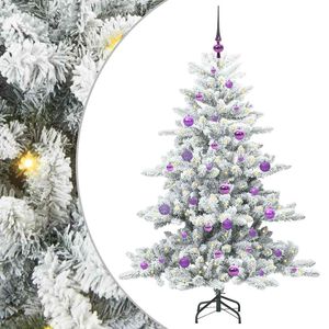 vidaXL Изкуствено коледно дърво с хингед Бяло 150 cm PVC и стомана