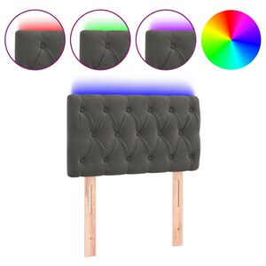 vidaXL LED Горна табла за легло, тъмносива, 80x7x78/88 см, кадифе