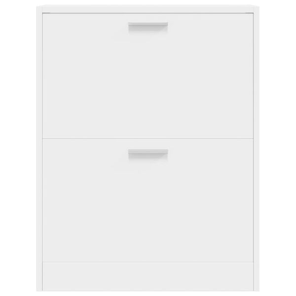 vidaXL Бял дървен шкаф за обувки с 2 отделения