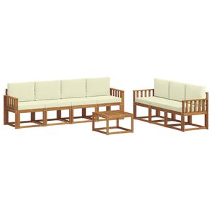 vidaXL Комплект дивани за открито 8 pcs Натурален и Крема