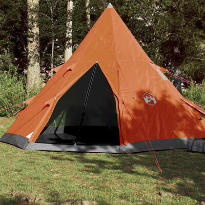 vidaXL Къмпинг палатка типи, 4-местна, сиво-оранжева, водоустойчива