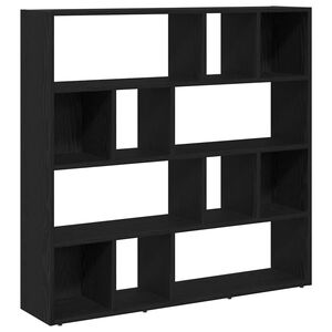 vidaXL Шкаф за книги/Преграда за стая, черен дъб, 105x24x102 см