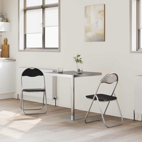 vidaXL Сгъваем стол 2 pcs Черен и Сив 48 x 43,5 x 81 см Изкуствена