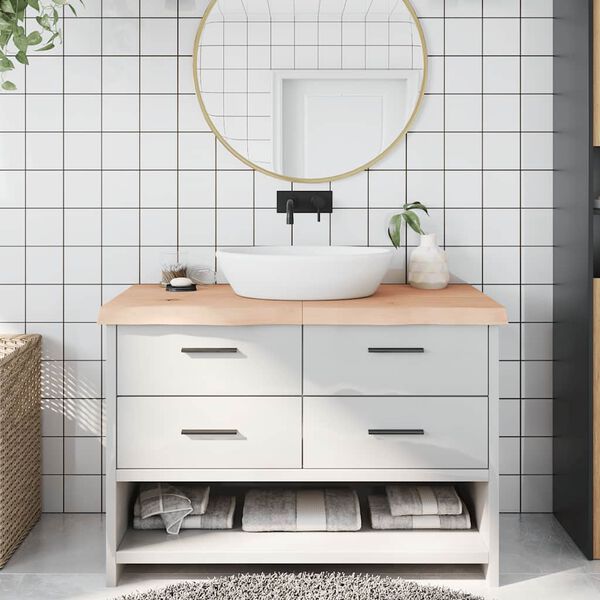 vidaXL Плот за баня 120x60x(2-6) см необработено масивно дърво