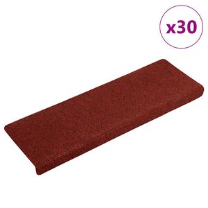 vidaXL Самозалепващи се изтривалки за стълби, 30 бр., 65x21x4 см, бордо червени, правоъгълен кант