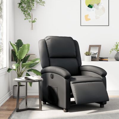 vidaXL Електрически наклоняем стол, черен, естествена кожа