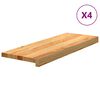 vidaXL Стълбищни стъпала, 4 бр, светлокафяви, 70x30x2 см, дъб масив