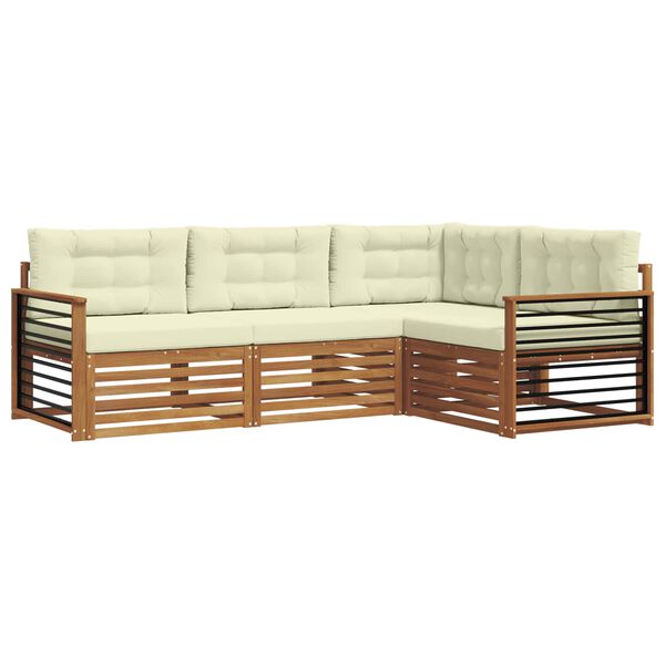 vidaXL Комплект дивани за открито 4 pcs Натурален и Крема