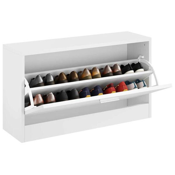 vidaXL Шкаф за съхранение на обувки пейка, бяло, 80x24x45 cм