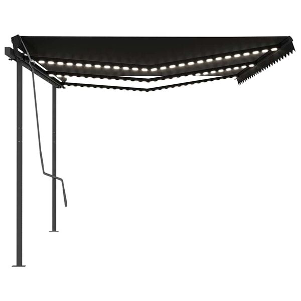 vidaXL Автоматична тента с LED и сензор за вятър, 6x3 м, антрацит