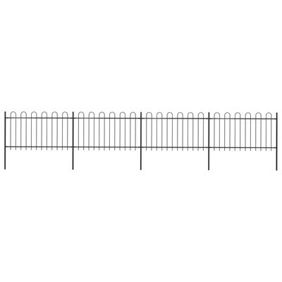 vidaXL Градинска ограда с извити върхове, стомана, 6,8x1 м, черна