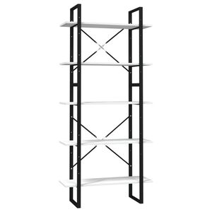 vidaXL 5-етажна библиотека, бяла, 80x30x175 см, борово дърво масив