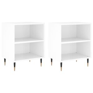 vidaXL Нощни шкафчета, 2 бр, бял гланц, 40x30x50 см, инженерно дърво