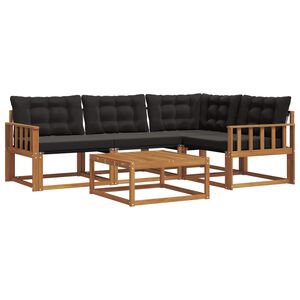 vidaXL Комплект дивани за открито 5 pcs Естествено и черно