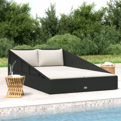 vidaXL Градинско легло, черно, 110x200 см, полиратан