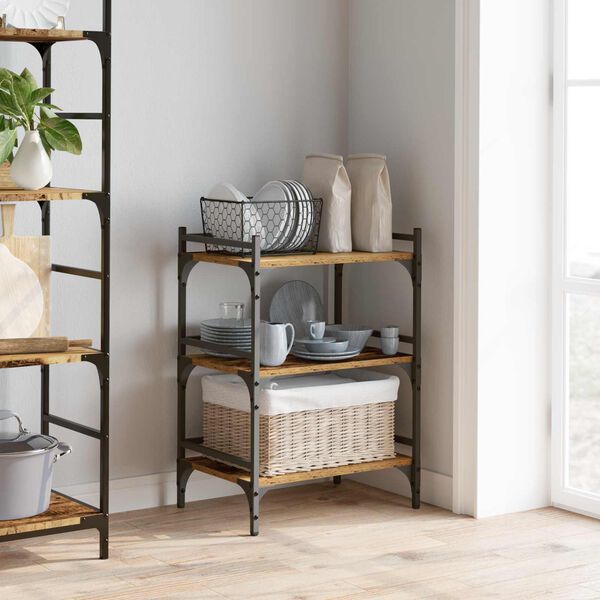 vidaXL Кухненска количка Старо дърво 50 x 35 x 75.5 см Инженерно дърво