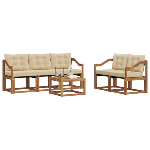 vidaXL Комплект дивани за открито 6 pcs Натурален и Бежов