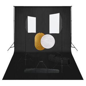 vidaXL Фотографски комплект за студио със софтбокс, фон и рефлектор