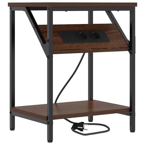 vidaXL Нощен шкаф Кафяв дъб 38 x 30 x 48 см Инженерно дърво