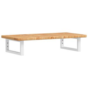 vidaXL Стенен рафт за мивка, стомана и масивно дърво дъб