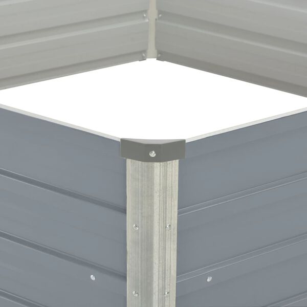vidaXL Повдигната леха, 129x129x46 см, поцинкована стомана, сива