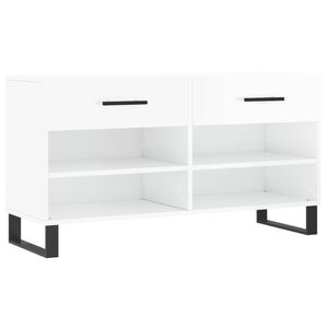 vidaXL Пейка за обувки, бял гланц, 102x35x55 см, инженерно дърво