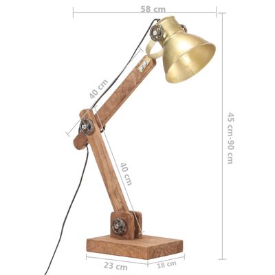 vidaXL Индустриална настолна лампа месинг кръгла 58x18x90 см E27