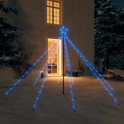 vidaXL Светеща коледна елха за закрито и открито, 400 LED, синя, 2,5 м